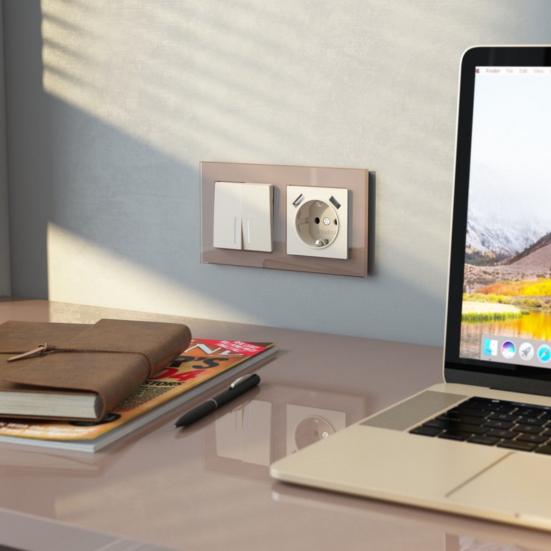 Werkel айвори матовый Розетка Werkel с заземлением, шторками и USBх2 (айвори матовый) W1171562