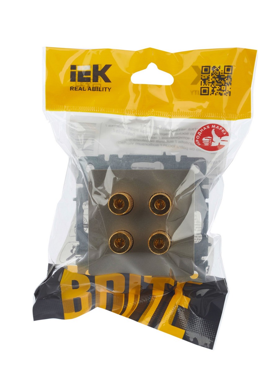 IEK Brite Шампань Аудиорозетка IEK BRITE 4-местная РА10-БрШ шампань BR-S40-K37