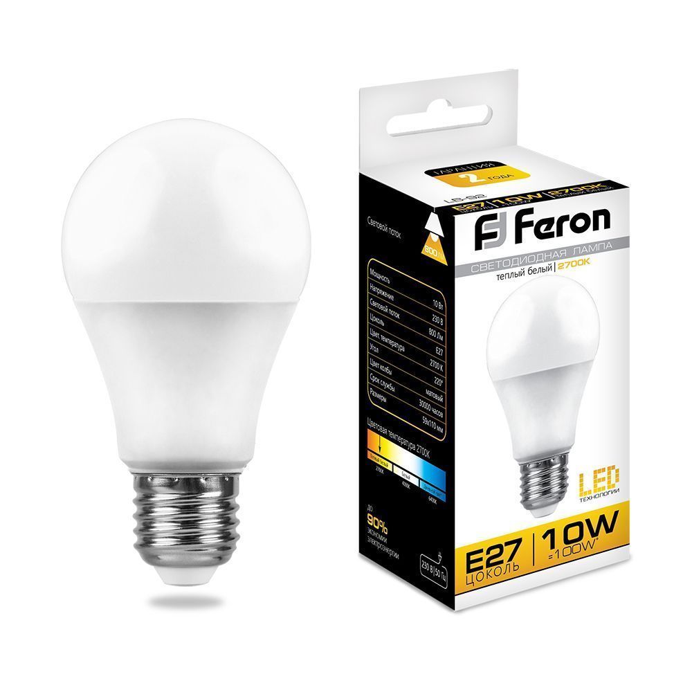 E27 Лампа светодиодная Feron LB-92 E27 10W 2700K 230V 25457 