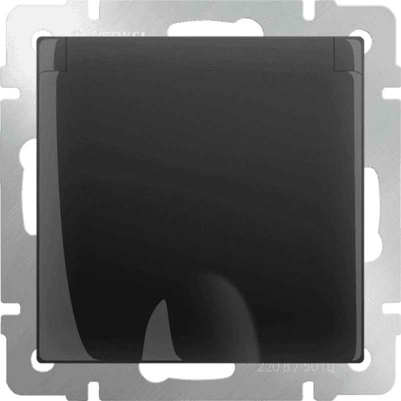 Werkel Черный матовый механизмы Розетка влагозащищенная Werkel с зазем. с защит. крышкой и шторками черный матовый W1171208