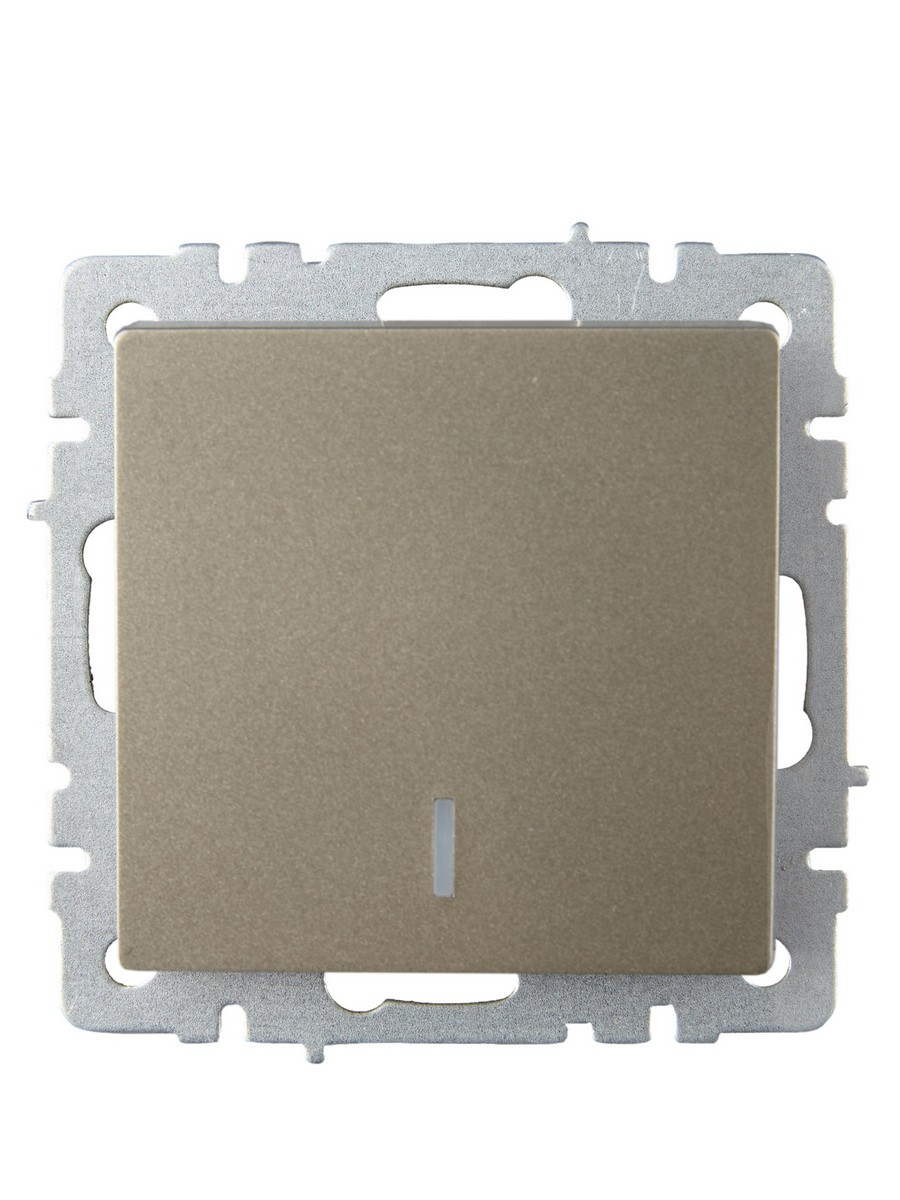 IEK Brite Шампань Выключатель IEK BRITE BASE Шампань 1-кл. прох. с инд. 10А ВС10-1-7-БрШ BR-V12-1-10-K37