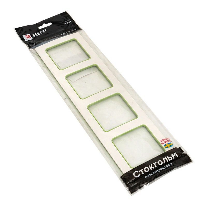 EKF Стокгольм белый Рамка 4-ая EKF PROxima Стокгольм Белый Линия зеленая  EAM-G-303-10