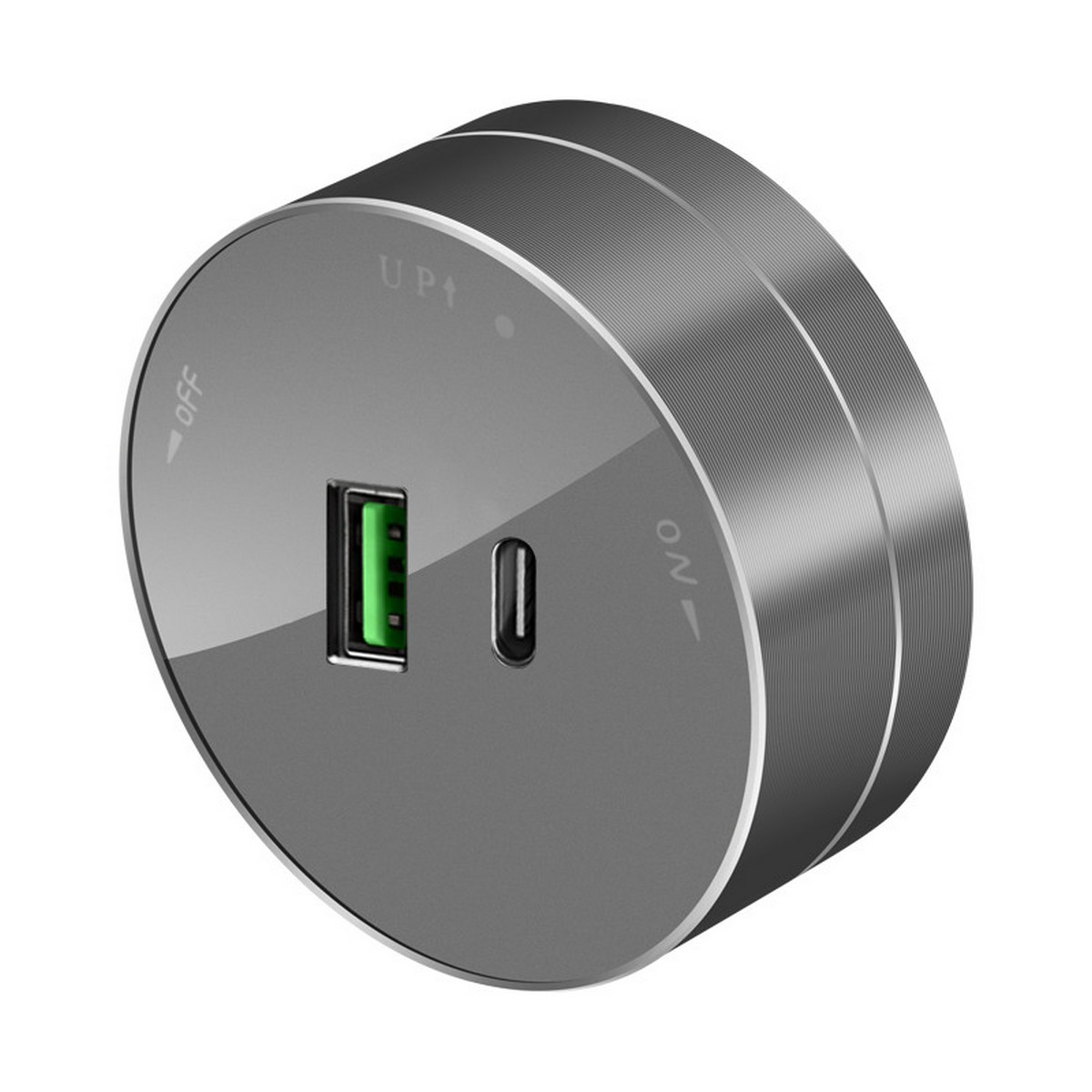 Розетка 2хUSB Systeme Electric MultiTrack Графит (тип А+С) 18Вт, 5В/3А MTK13003G