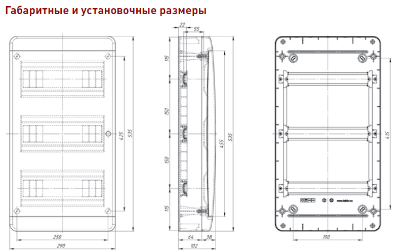 Щит распределительный Tekfor BNK 40-36-1 на 36 мод, накладной IP41 прозрачная черная дверца