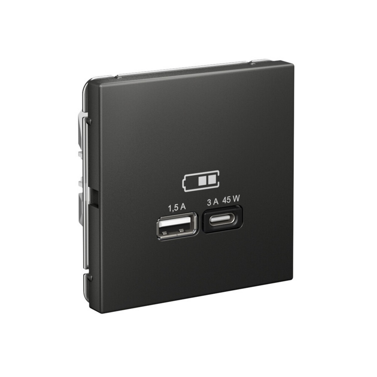 USB Розетка Systeme Electric ArtGallery Базальт A + тип-C 45Вт высокоскор.заряд. QC PD GAL001429