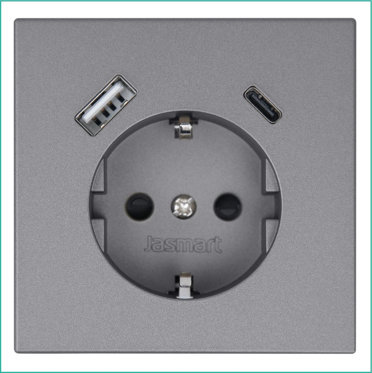 Розетка JASMART FD SCHUKO с USB A+C с защитными шторками 25W Никель 5501USB-25NI