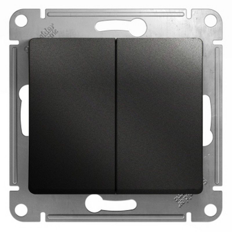 Glossa Антрацит Переключатель Systeme Electric Glossa Антрацит 2-клавишный, сх.6, 10АХ механизм GSL000765