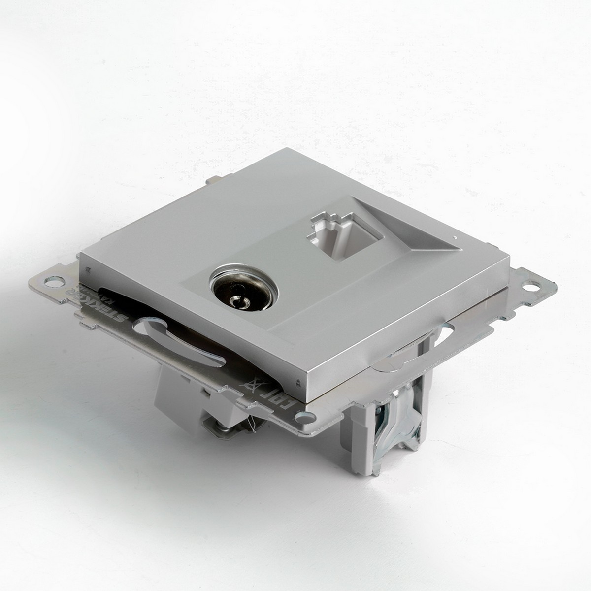 Катрин - Розетки и выключатели Stekker Розетка TV + компьютерная RJ-45 STEKKER GLS00-7106-03 Катрин серебро 49183