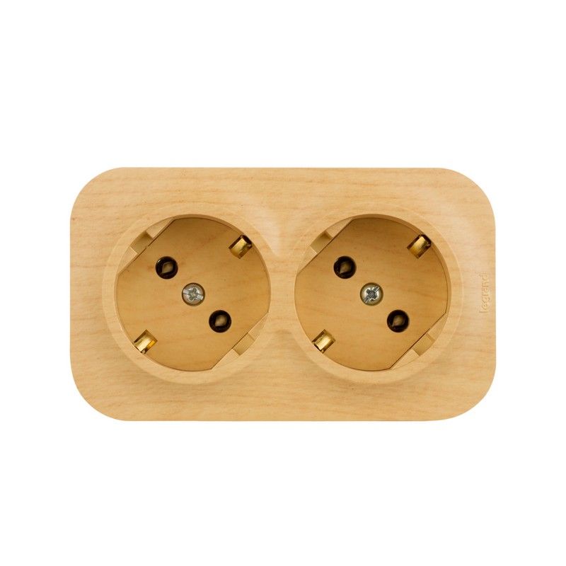 Накладные Розетки и выключатели Legrand Quteo Дерево Розетка Legrand Quteo двойная с заземлением без шторок дерево 782293 (782273)