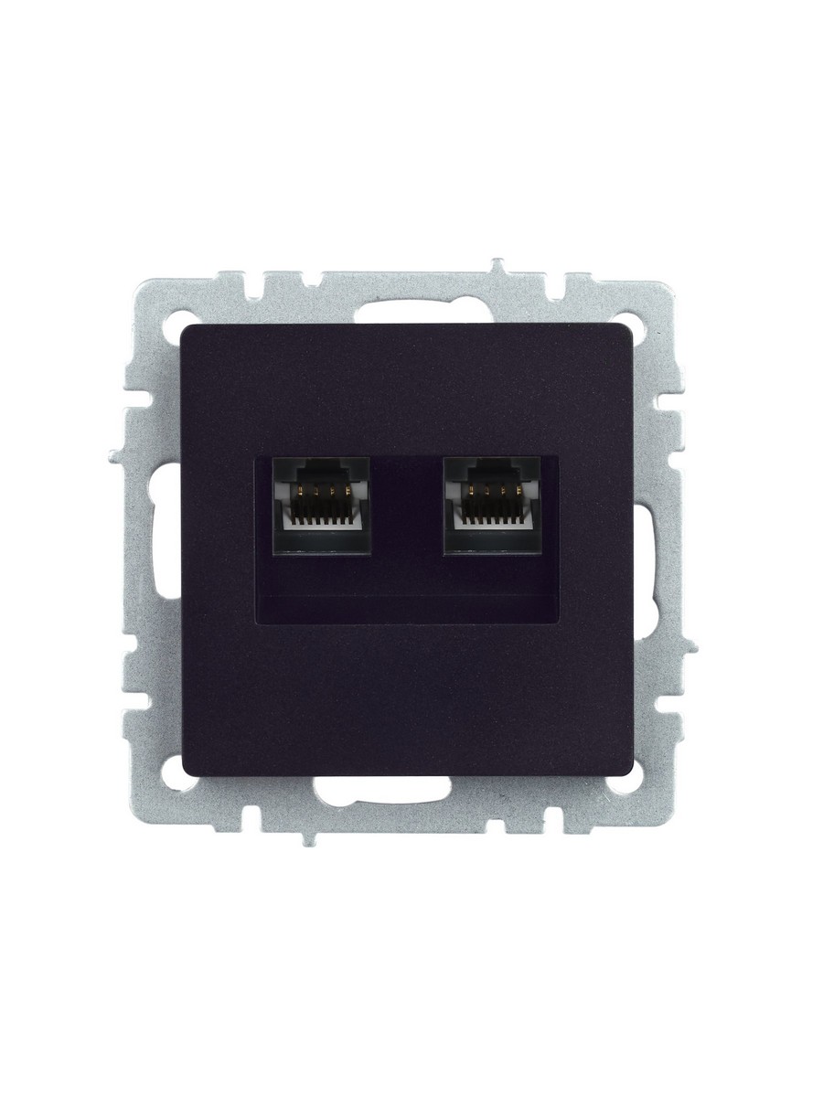 Розетка IEK BRITE двойная RJ11+RJ45 кат.5E РК/Т12-БрЧ черный BR-KT20-O-1-K02