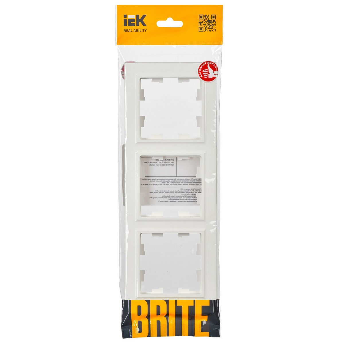 Рамка IEK BRITE 3-местная РУ-3-БрБ белый BR-M32-K01
