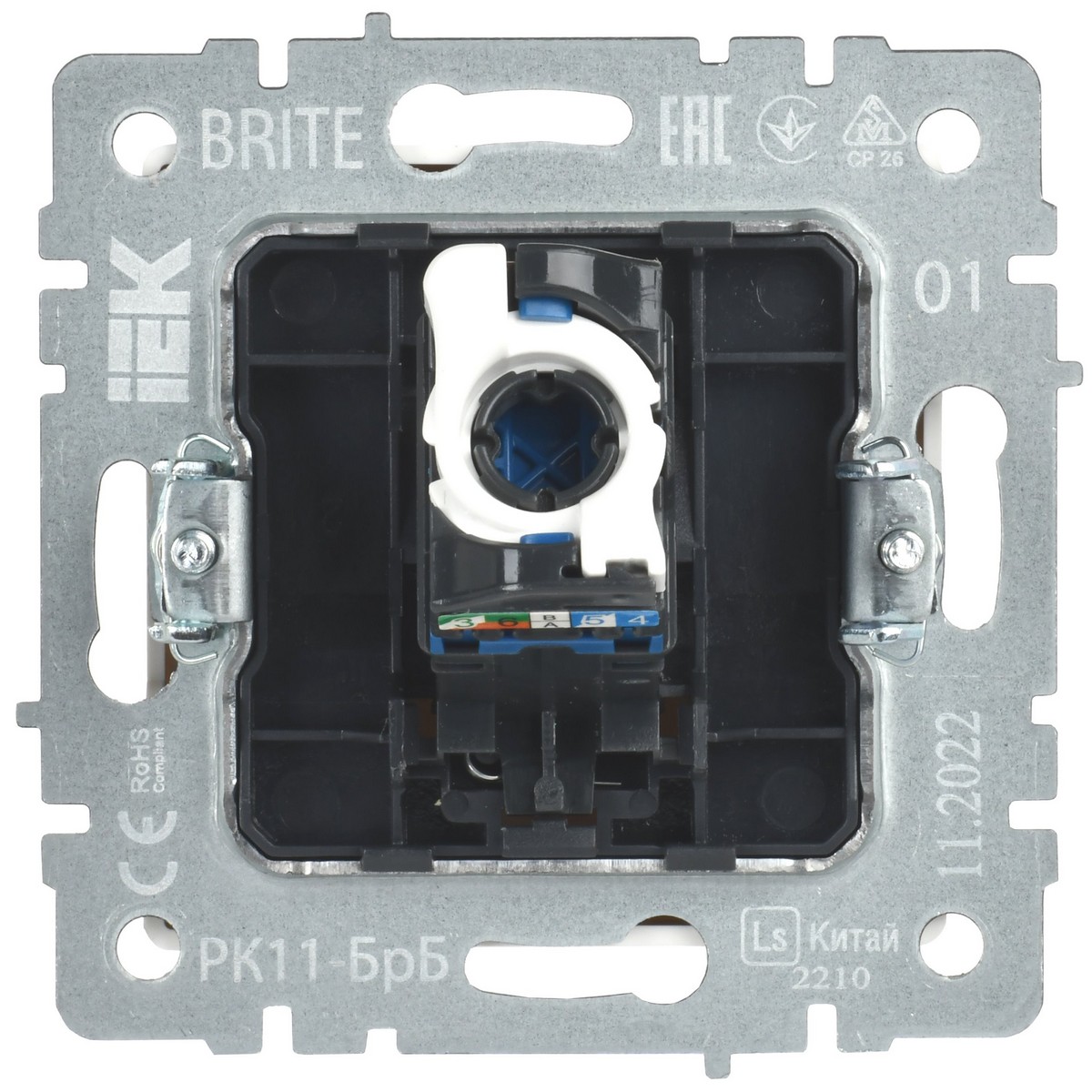 Розетка IEK BRITE компьютерная RJ45 кат.6 РК11-БрБ белый BR-K10-2-K01
