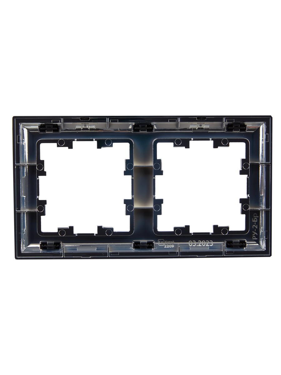 Рамка IEK BRITE DECOR Черный/хром 3D-форма 2-мест. РУ-2-Бр BR-M22-12-2-K23