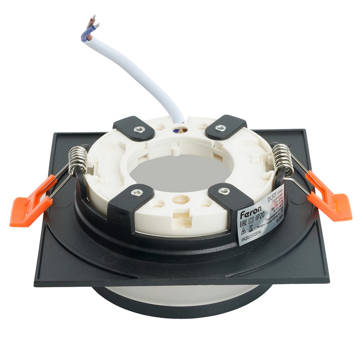 Встраиваемые светодиодные светильники Светильник встраиваемый Feron DL501 потолочный GX53 черный квадрат 51088 