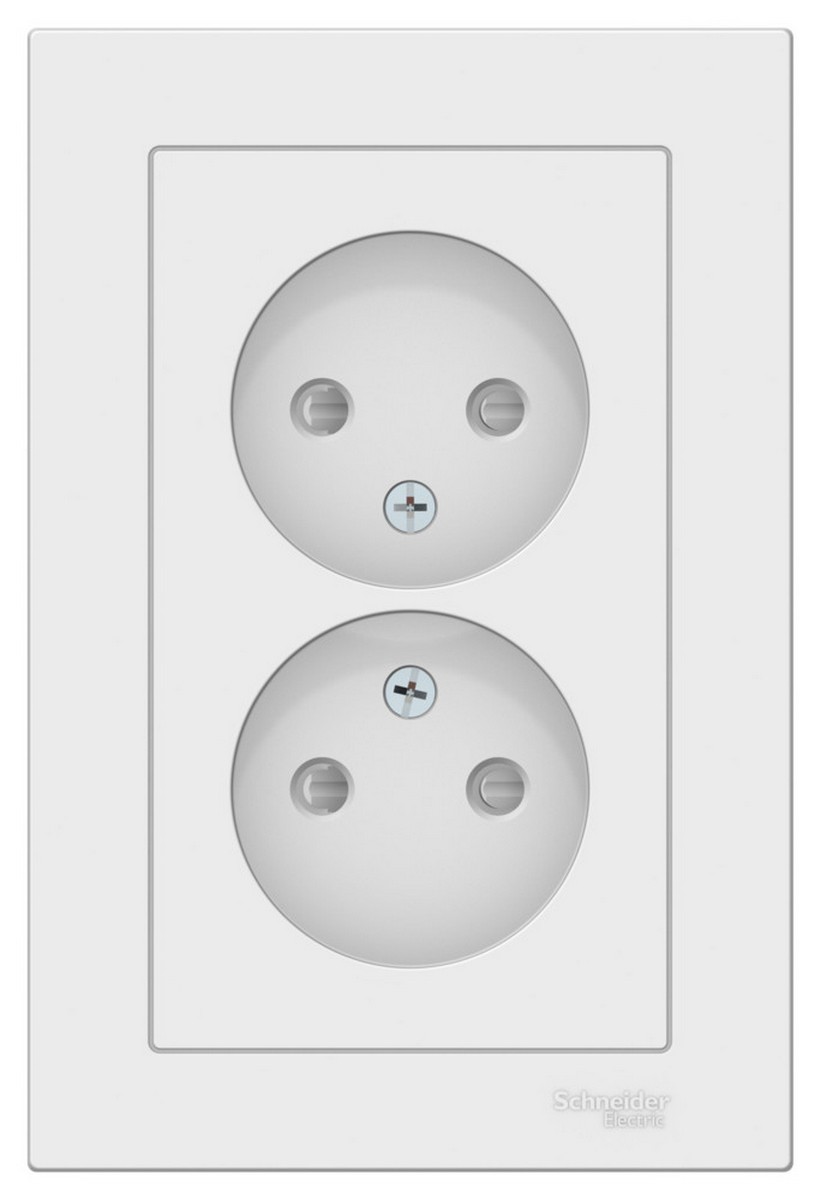 AtlasDesign Лотос Розетка Systeme Electric AtlasDesign Лотос двойная б/з со в сборе ATN001322