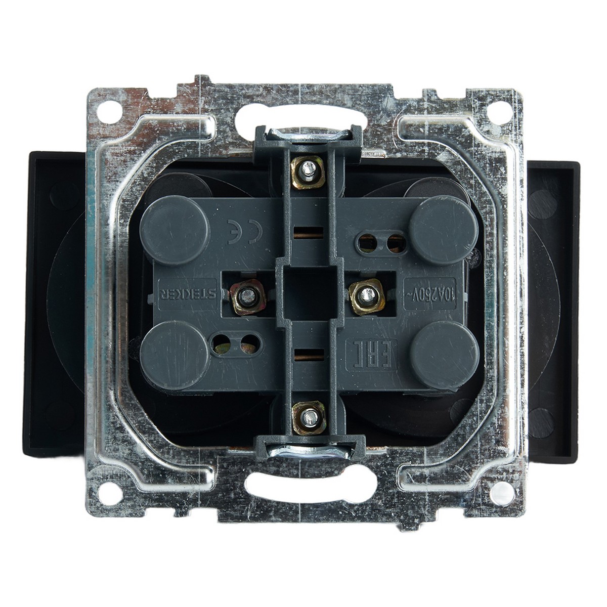 Катрин - Розетки и выключатели Stekker Розетка 2-местная б/з STEKKER GLS10-7113-05 250V 10А с защ. шторкой Катрин черный 39611