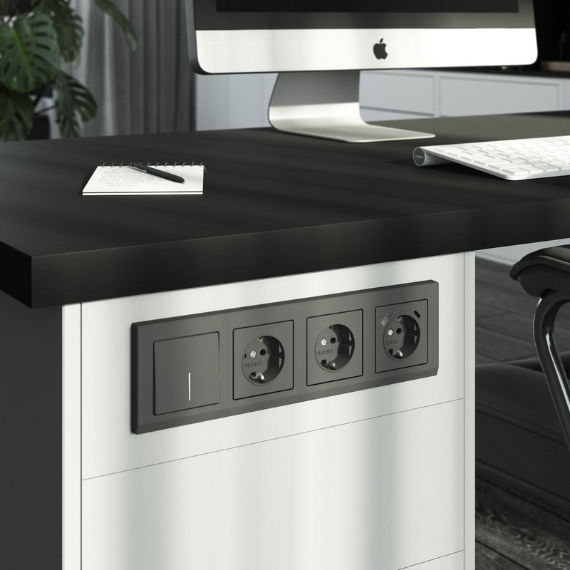 Werkel Графит матовый Выключатель Werkel одноклавишный проходной с подсветкой (графит матовый) W1112164