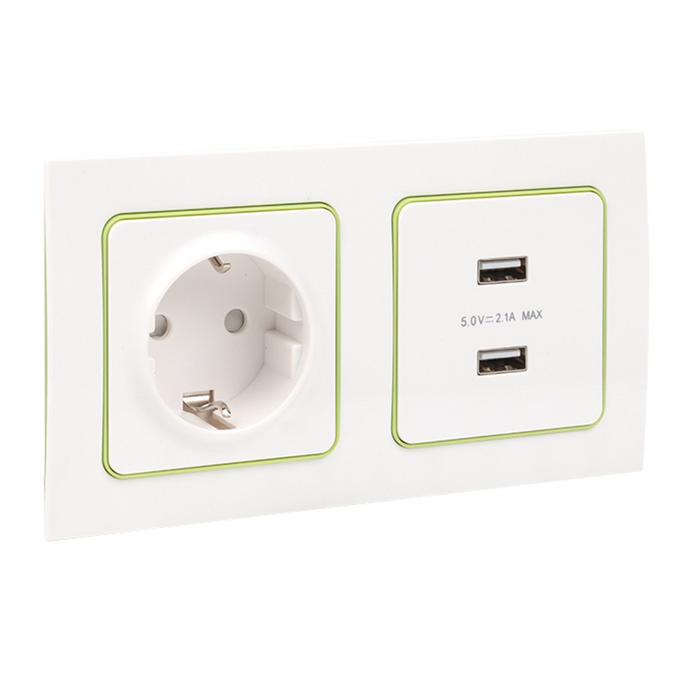 EKF Стокгольм белый Рамка 2-ая EKF PROxima Стокгольм Белый Линия зеленая  EXM-G-303-20