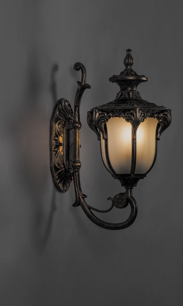 Уличные настенные светильники Светильник садово-парковый Feron PL4041 шестигранный на стену вверх 60W 230V E27 черное золото 11421 