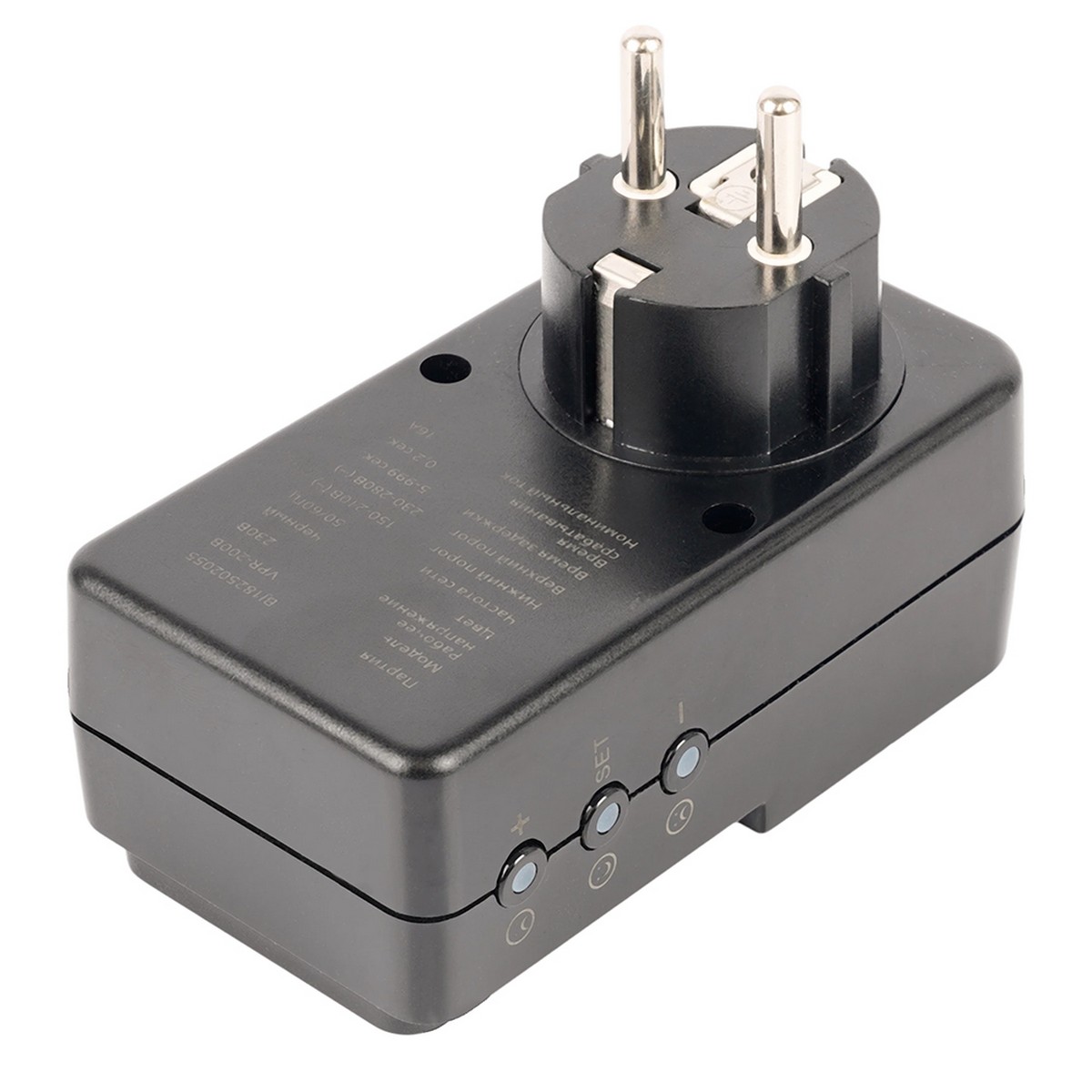 Реле напряжения для розетки регулируемое STEKKER VPR-200B черный 50690