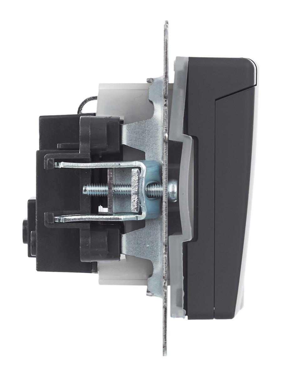Розетка IEK BRITE с/з с шторками и крышкой 16А IP44 РСбш10-3-44-БрГ графит BR-R16-16-44-K53