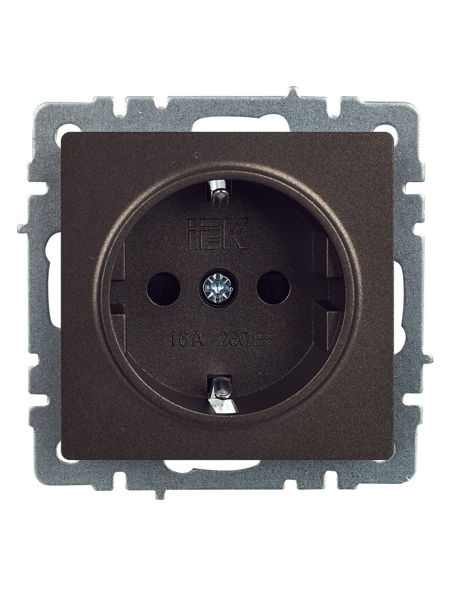 IEK Brite Бронза Розетка IEK BRITE с/з с шторками 16А РС14-1-0-БрТБ темная бронза BR-R14-16-K45