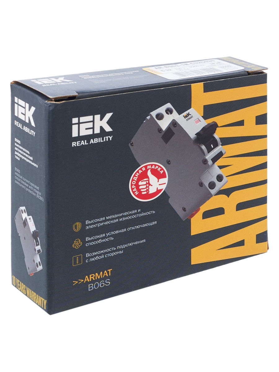 АВДТ Дифф. Автомат IEK ARMAT B06S 1P+NP C32 30мА тип AC (18мм) AR-B06S-1N-C32C030