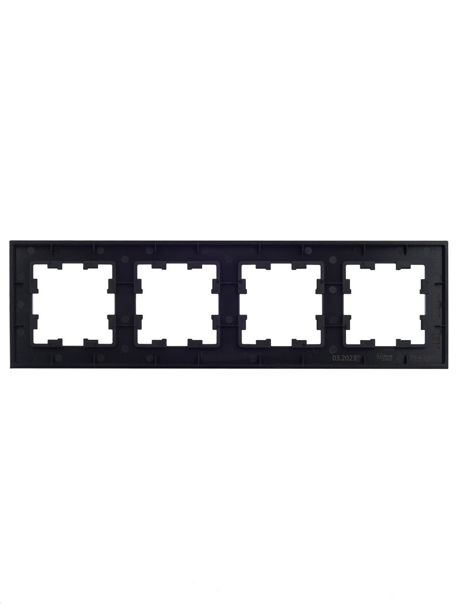 Рамка IEK BRITE 4-местная РУ-4-1-БрЧ металл черный BR-M42-M-K02