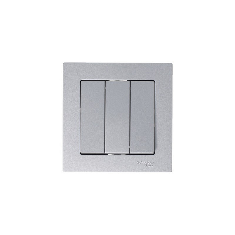 Выключатель 3-клавишный Systeme Electric AtlasDesign Алюминий ATN000331