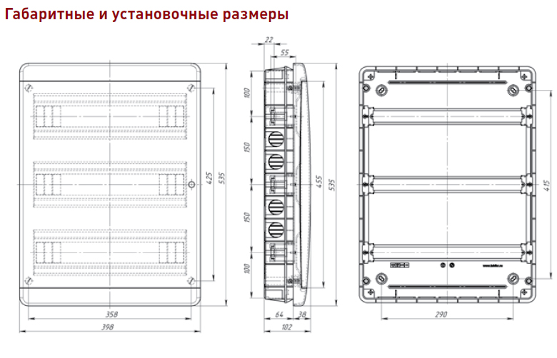 Щит распределительный Tekfor BVK 40-54-1 на 54 мод, встраиваемый IP41 прозрачная черная дверца