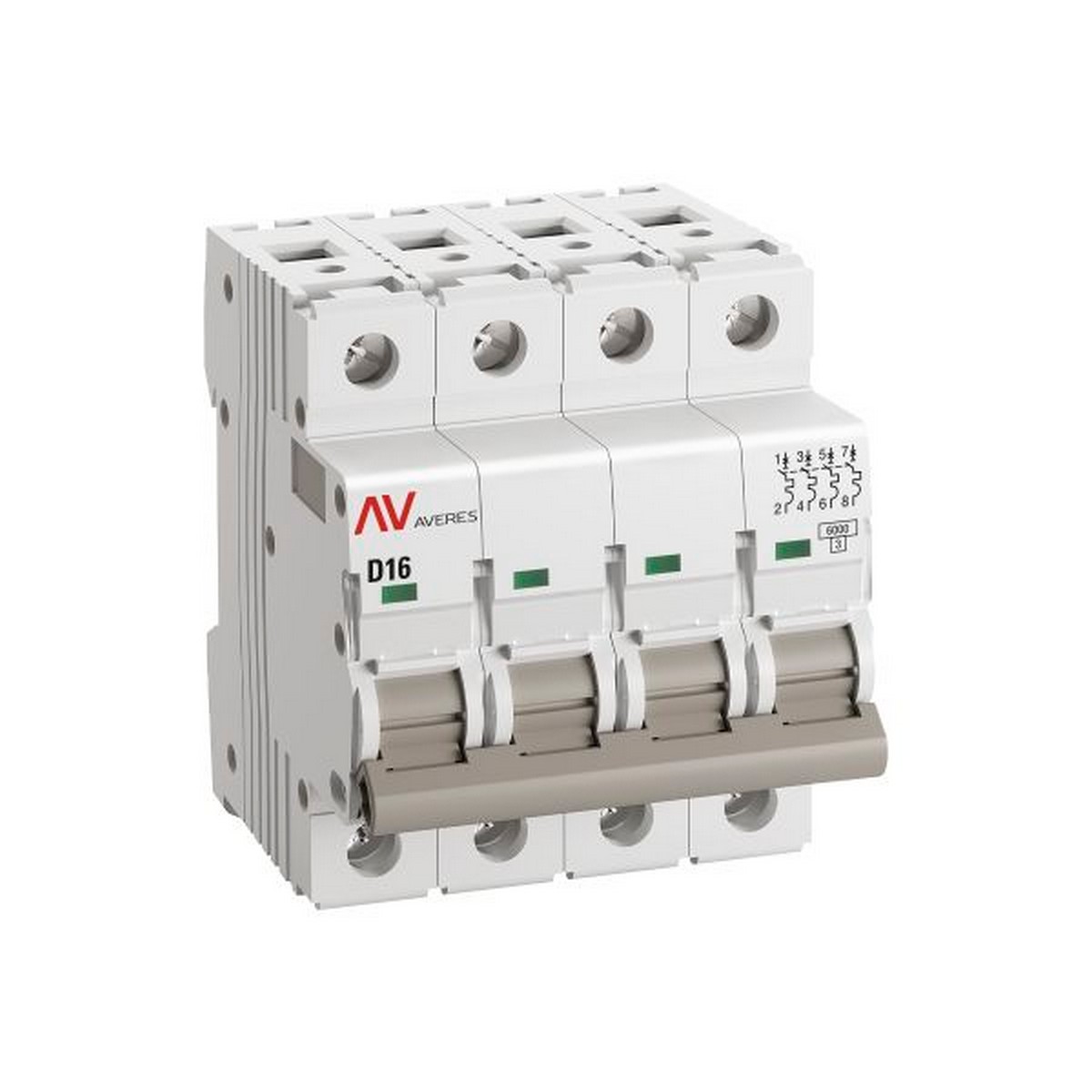Автоматический выключатель EKF AVERES AV-6 (D) 4P 16А 6kA mcb6-4-16D-av