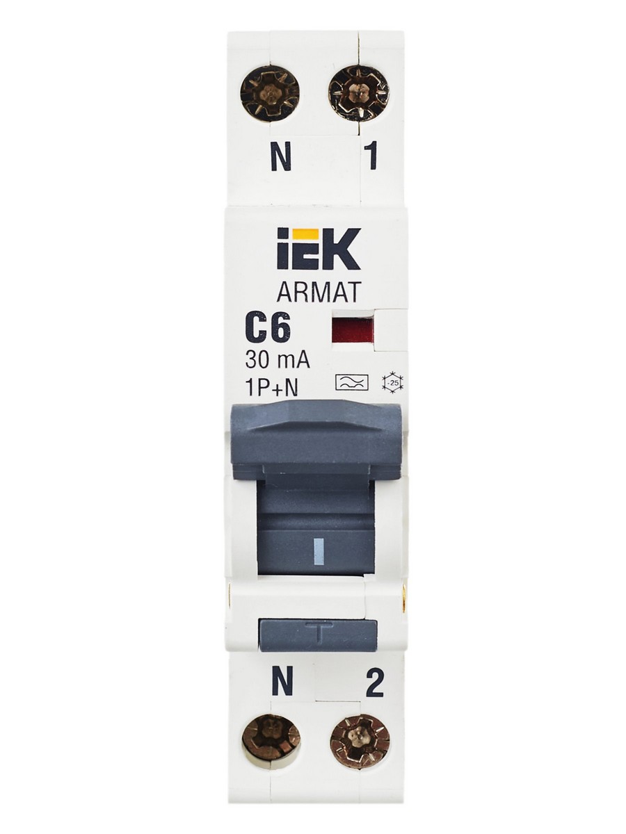 АВДТ Дифф. Автомат IEK ARMAT B06S 1P+NP C6 30мА тип A (18мм) AR-B06S-1N-C06A030