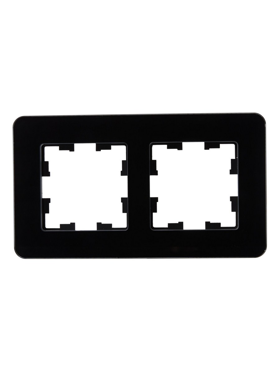 IEK Brite Рамки Рамка IEK BRITE DECOR Черный матовый стекло скругл.угол 2-мест. РУ-2-2-Бр RE BR-M22-G-41-K02