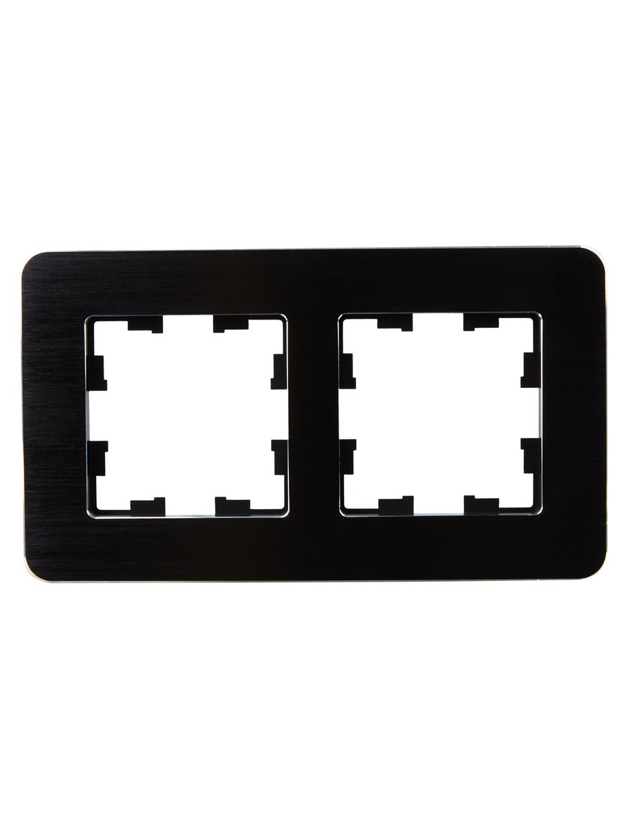 Рамка IEK BRITE DECOR Черный/алюм металл. скругл.угол 2-м РУ-2-1-Бр RE AL BR-M22-M-21-K02