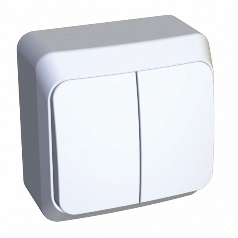 Этюд Белый Выключатель 2-клавишный Systeme Electric Этюд наружный Белый BA10-002B