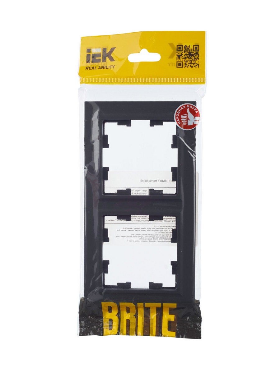 Рамка IEK BRITE 2-местная РУ-2-БрГ графит BR-M22-K53