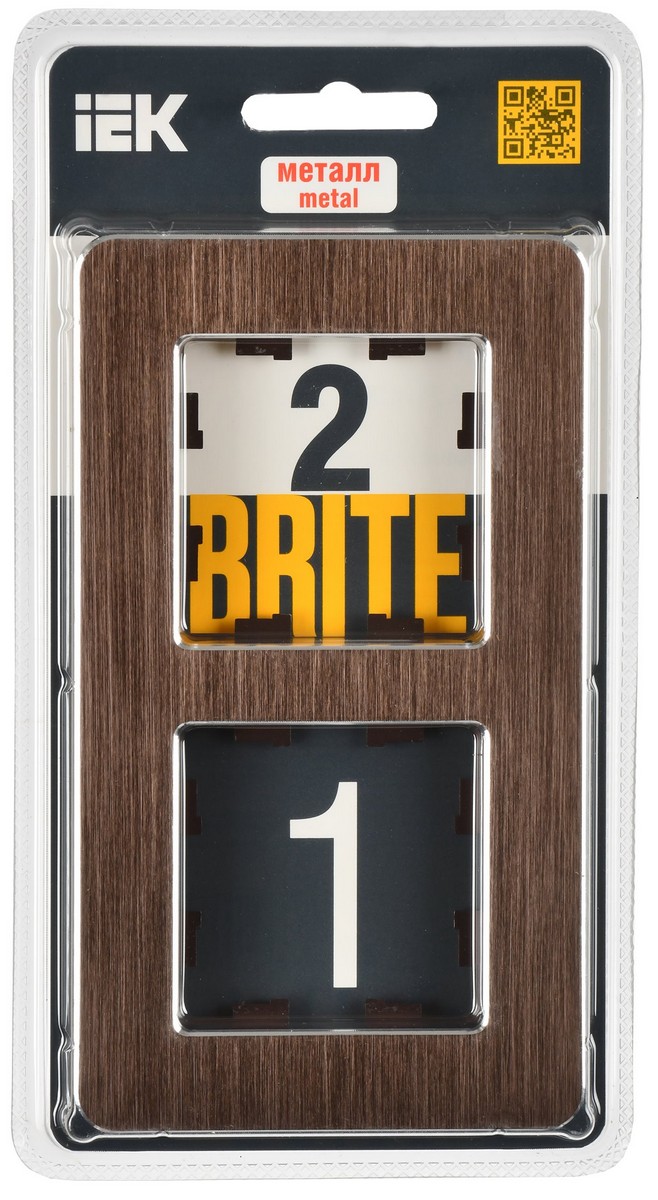 IEK Brite Рамки Рамка IEK BRITE DECOR Коричневый металл скругл.угол 2-мест. РУ-2-1-Бр RE AL BR-M22-M-21-K30
