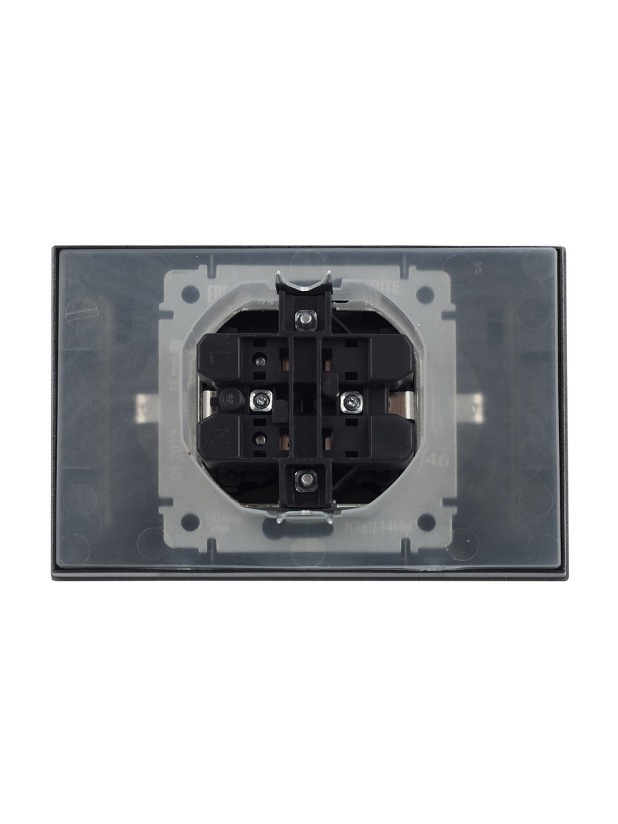 IEK Brite Сталь Розетка IEK BRITE 2-ая с/з с шторками и крышкой 16А в сборе IP44 РСбш12-3-44-БрС сталь BR-R26-16-44-