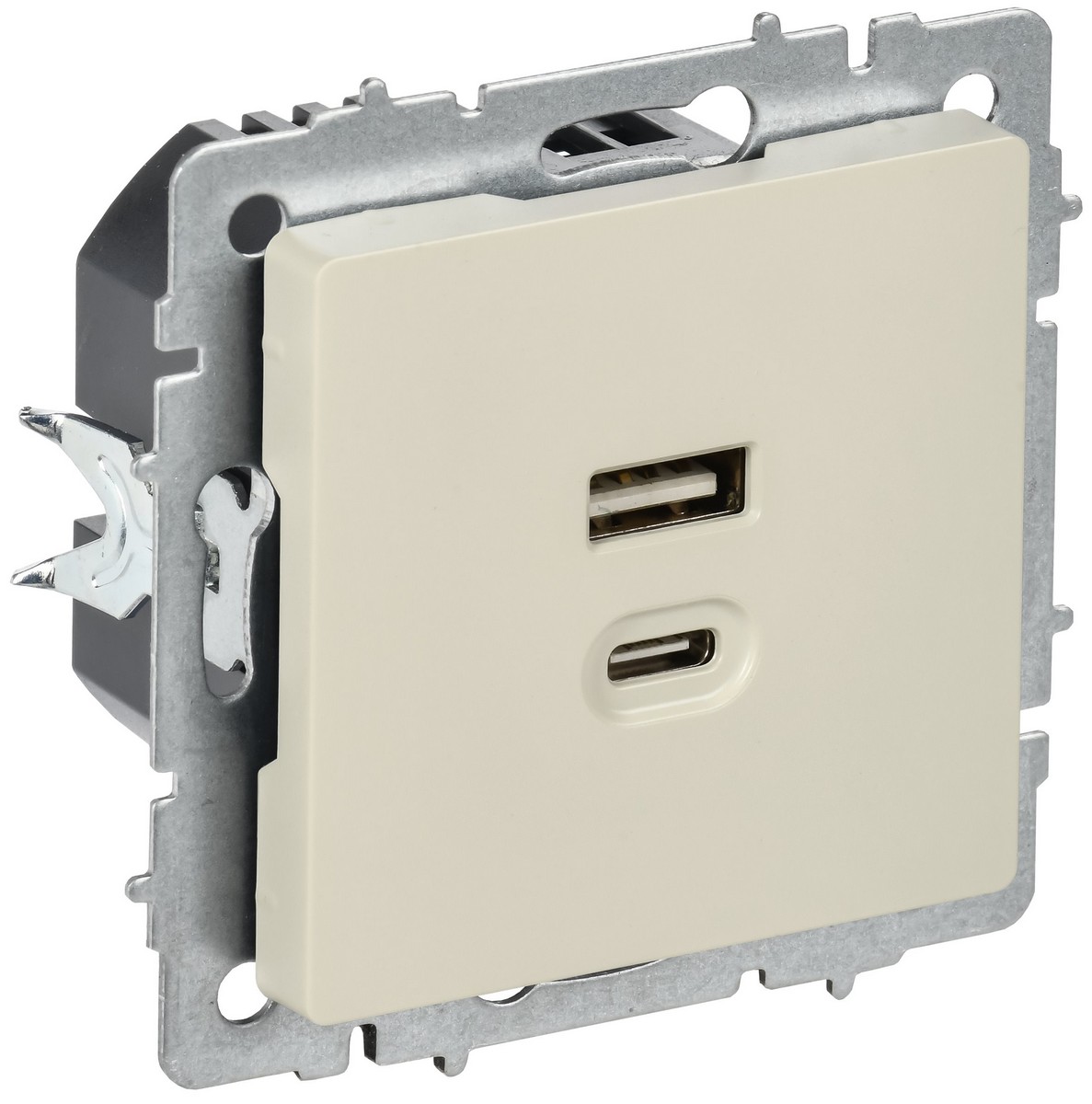 Розетка USB IEK BRITE A+C 45Вт высокоск. зар. РЮ11-2-БрКр бежевый