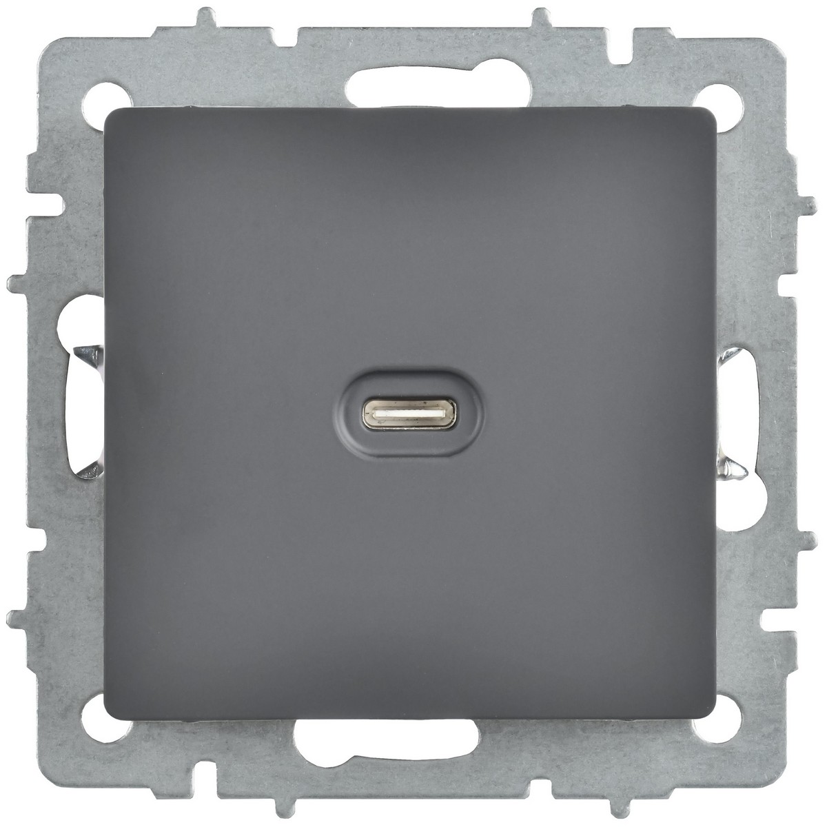 Розетка USB IEK BRITE C 65Вт высокоскор. зар. РЮ12-1-БрГ графит