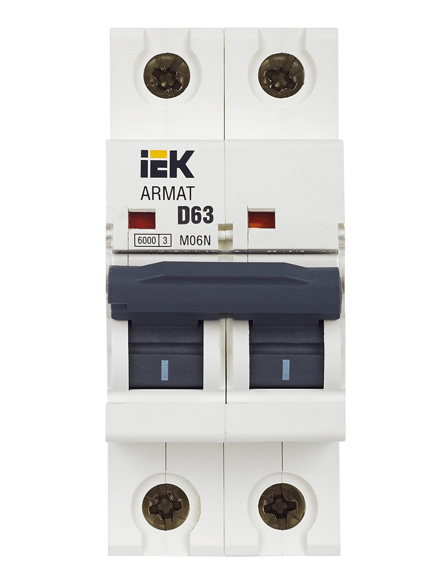 Автоматический выключатель IEK ARMAT M06N 2P D 63А AR-M06N-2-D063