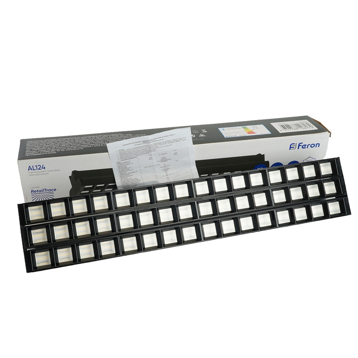Трековые светодиодные светильники Светодиодный светильник Feron AL124 трековый на шинопровод 3*30W 4000K 60 градусов черный 48930 