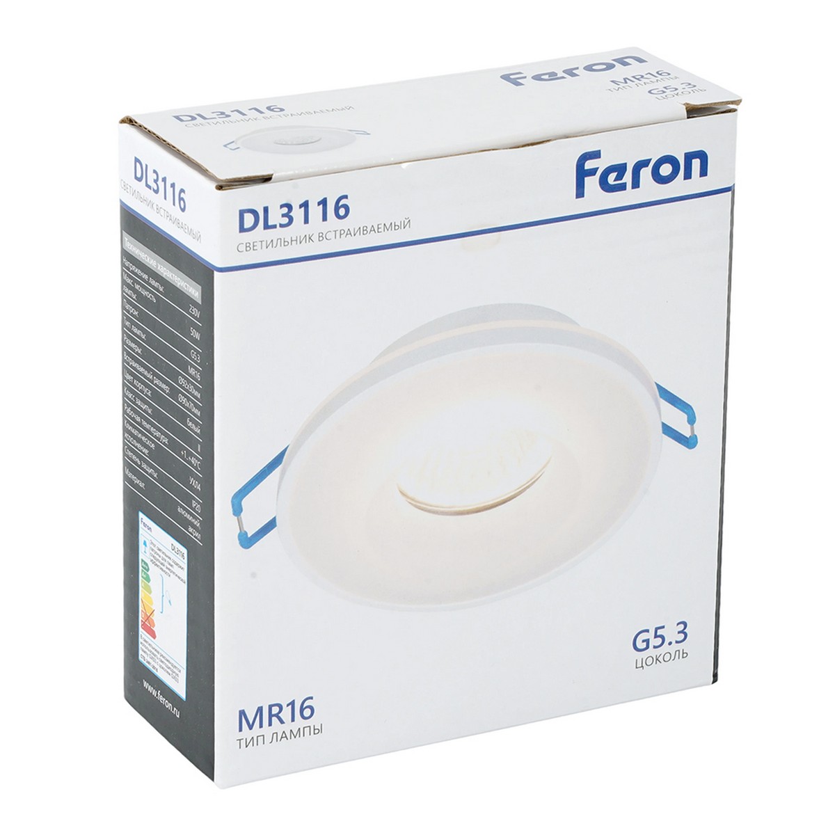 Встраиваемые светодиодные светильники Светильник встраиваемый Feron DL3116 потолочный G5.3 белый 51940 