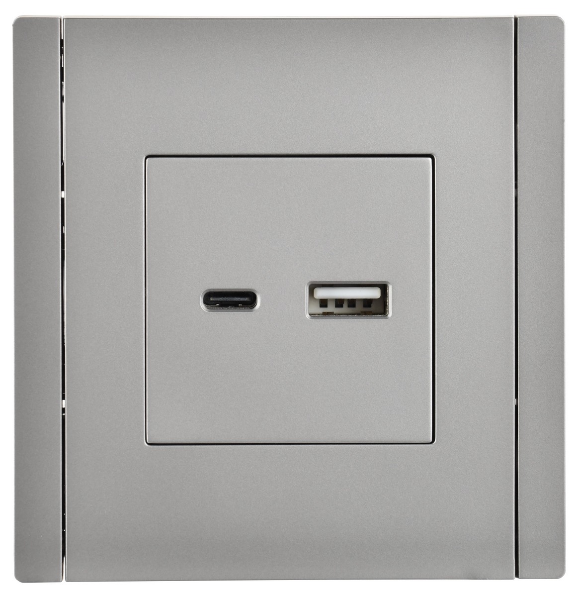 Розетка IEK FORTE&PIANO Сталь USB A+C 18Вт FP551