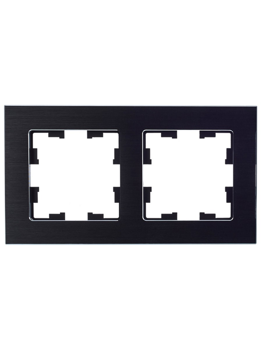 Рамка IEK BRITE 2-местная РУ-2-1-БрЧ металл черный BR-M22-M-K02