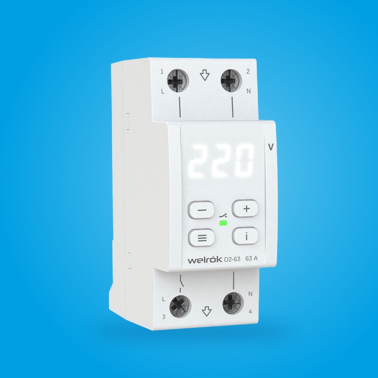 Реле напряжения и контроля фаз Реле напряжения Welrok D2-63 63А (max 80A) 4660251140069 