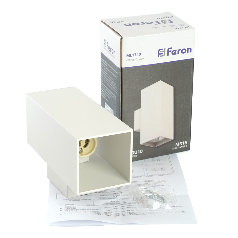 Светильник настенный Feron ML1740 QUAD белый IP20 48428