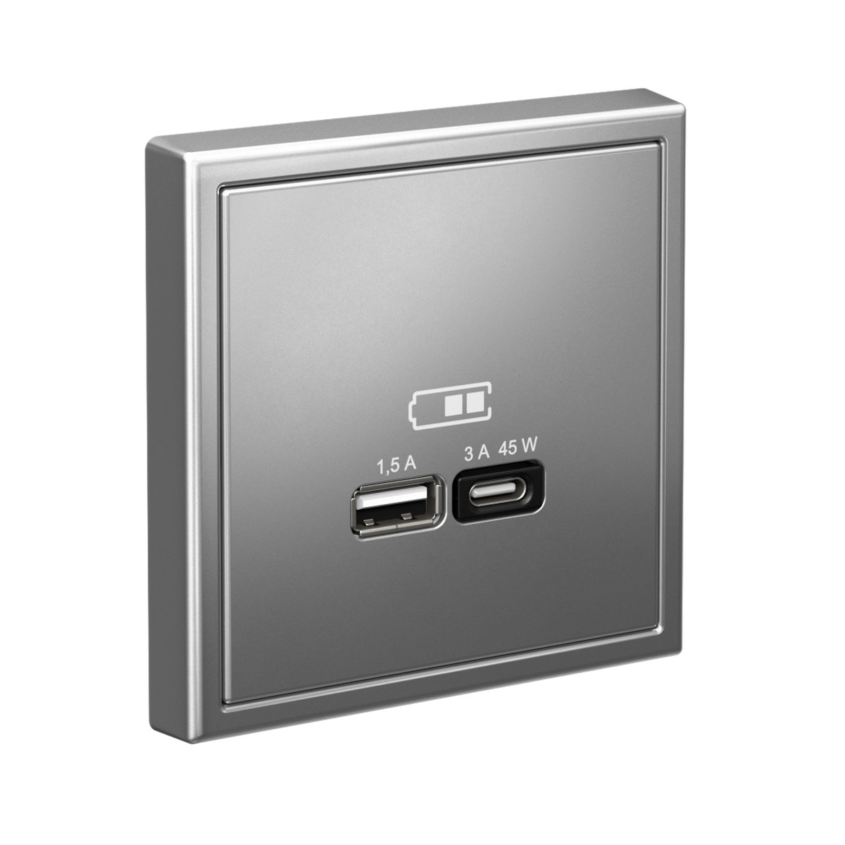 USB Розетка Systeme Electric ArtGallery Сталь A + тип-C 45Вт высокоскор.заряд. QC PD GAL000929