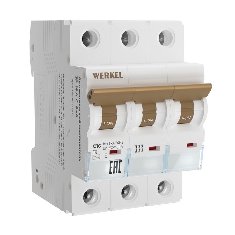 Werkel Автоматический выключатель Werkel 3P 16 A C 6 kА W903P166 