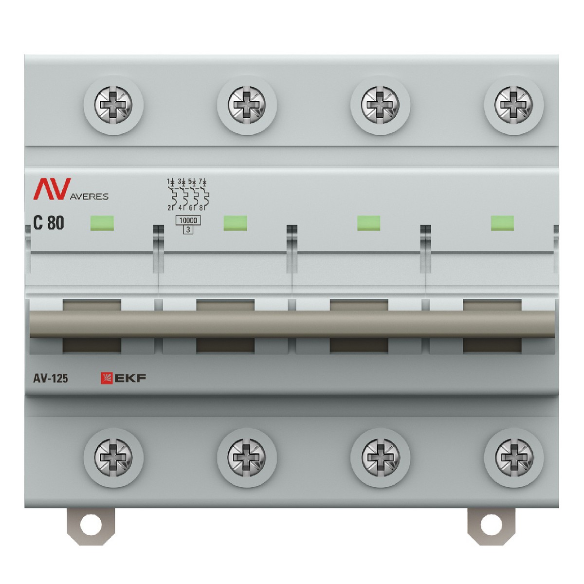 Автоматический выключатель EKF AV-125 4P 80A (C) 10kA AVERES mcb125-4-80C-av